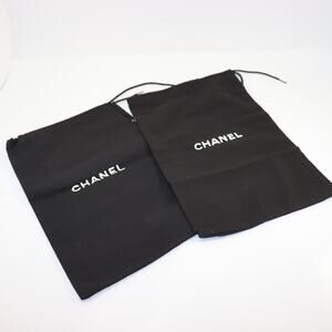 Chanel Black Dust Bag Set 13x7.5 Logo Drawstring‎ Pouches for Shoes